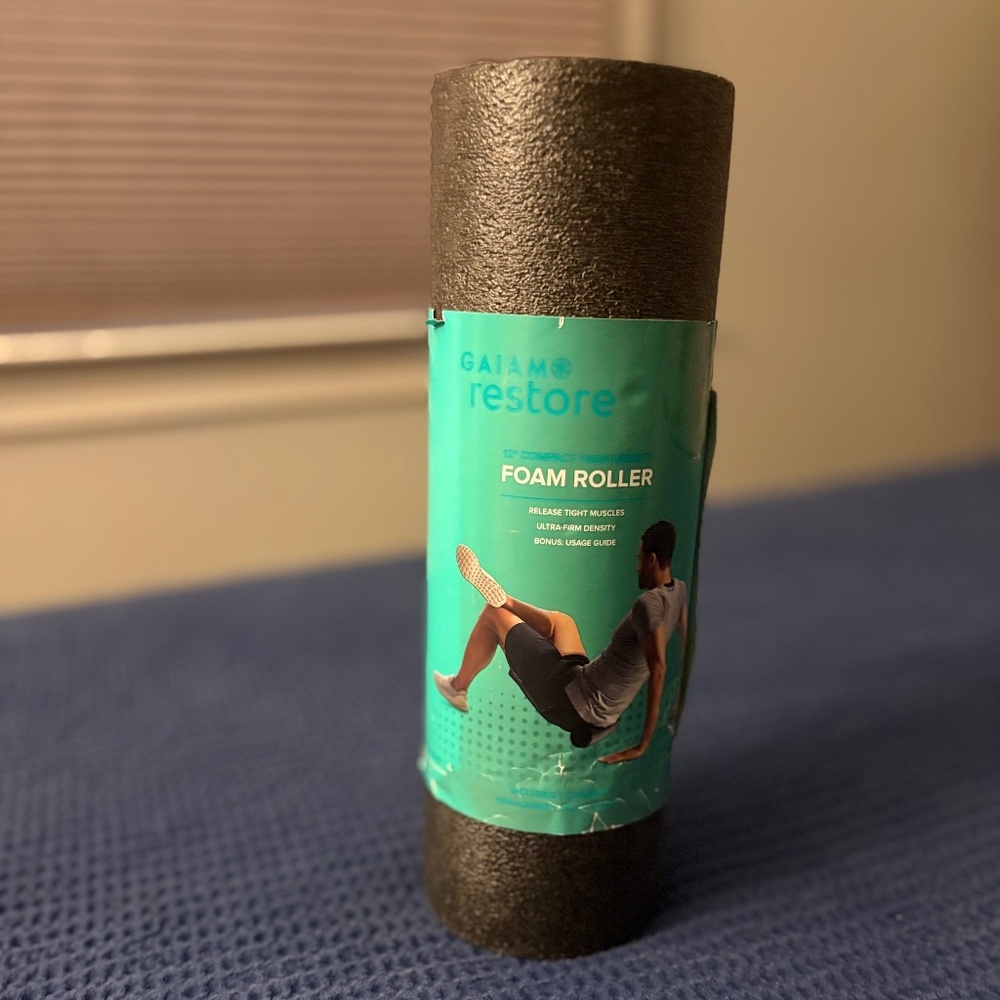 Gaiam Restore 12-inch Compact High-Density Foam Roller - Brand New